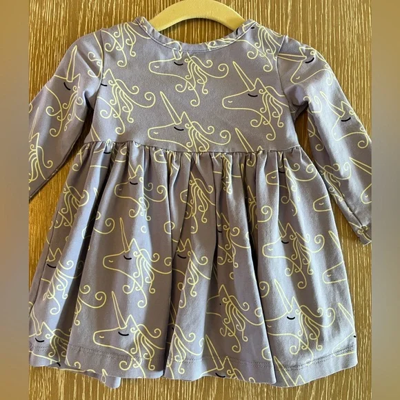 Hanna Anderson Lavender Unicorn Print Dress and Leggings Set - Picture 2 of 2